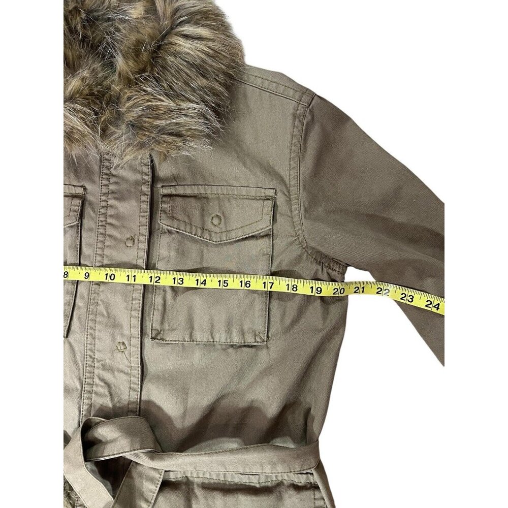 ANTHROPOLOGIE Faux Fur-Trimmed Field Parka Jacket Size XS Green Retail $188 - Picture 10 of 16
